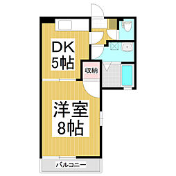 アプリコット三輪 1DKの間取図画像