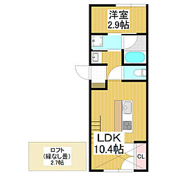 CAQZATOREmiwa椛 1LDKの間取図画像
