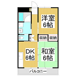宮尾ハイツ 2DKの間取図画像