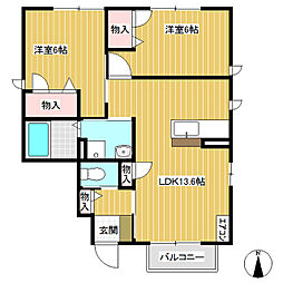 ペ・パトリ 2LDKの間取図画像