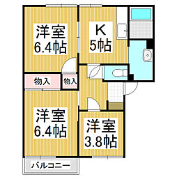 タウニイ宮沖B 3Kの間取図画像