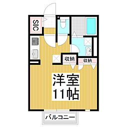 仮)ウィズハイム中御所 ワンルームの間取図画像