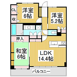 サーパス栗田 3LDKの間取図画像