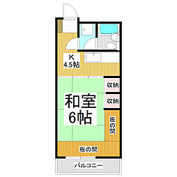 クーフナガノ 1Kの間取図画像