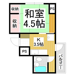 クーフナガノ 1Kの間取図画像