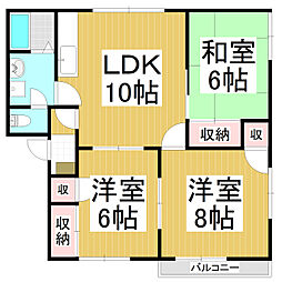 フレグランス若里W 3LDKの間取図画像