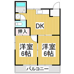 山上ハイツ 2Kの間取図画像