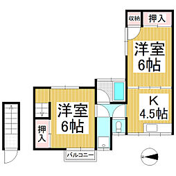 コーポラス栄 2Kの間取図画像