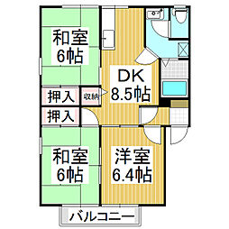 ドリームタウン宮沢B 3DKの間取図画像