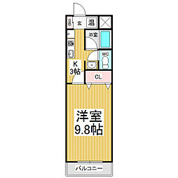 クレセントハウス七瀬 1Kの間取図画像