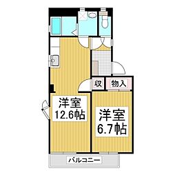 サンエステートW 1LDKの間取図画像