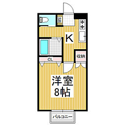 ハイツアップルトゥリー 1Kの間取図画像