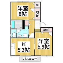 サンセール翼  ｜ 長野県安曇野市三郷明盛（賃貸アパート2K・2階・42.48㎡） その2