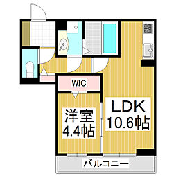CouR18高宮Ｅ 1階1LDKの間取り