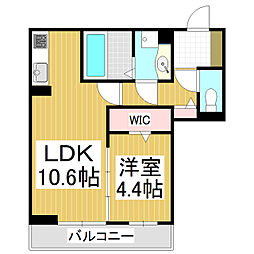CouR18高宮Ｗ 3階1LDKの間取り