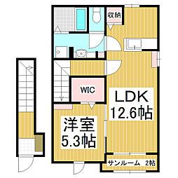 マ・メゾン　IV 2階1LDKの間取り