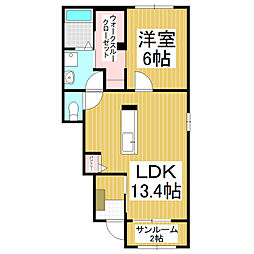 ラ・フェリーチェ 1階1LDKの間取り