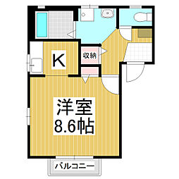 フェアハウスあずさＡ棟 2階1Kの間取り
