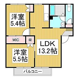 フレグランスニュービレッジ 1階2LDKの間取り