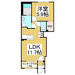 (仮)鎌田アパート新築工事 1LDKの間取図画像