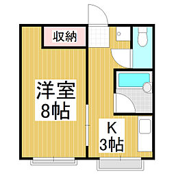 カーサフォレスタ 1Kの間取図画像