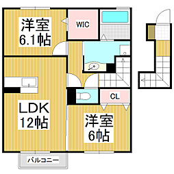 メゾンプレーヌ 2LDKの間取図画像