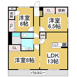 ビュー・クレスト 3LDKの間取図画像