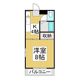 コーポ水代 1Kの間取図画像