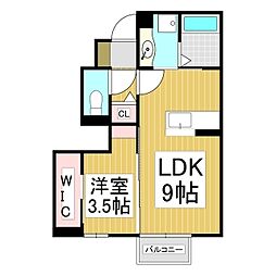 ラ・リジェール 1LDKの間取図画像
