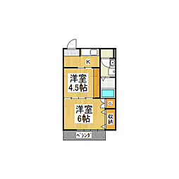 コーポ巾上 2Kの間取図画像