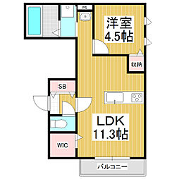 Lasita埋橋 1LDKの間取図画像