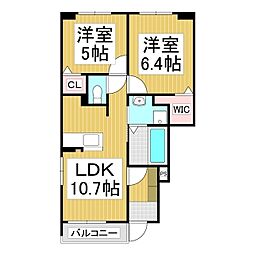 プラッツ・ルーエ 2LDKの間取図画像