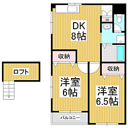 ビューテラス21A 2DKの間取図画像