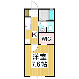 サンハイツ新井B 1Kの間取図画像