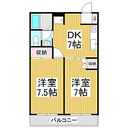 リヴィエール川舩 2DKの間取図画像
