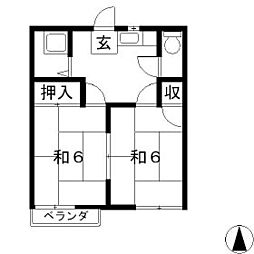 フォーブル米山 2DKの間取図画像