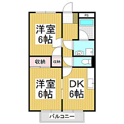 モンターニュ横山 2DKの間取図画像