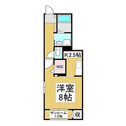 アルバーダ26B 1Kの間取図画像
