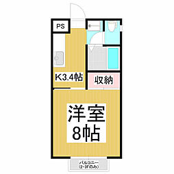 ハイツイーストB棟 1Kの間取図画像