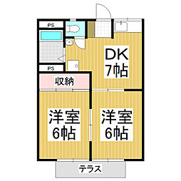 コーポシャロームA 2DKの間取図画像