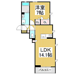 カーサデソラーナ 1LDKの間取図画像