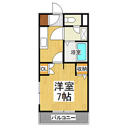 アーバン赤坂 1Kの間取図画像