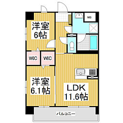 コンフォーティア広丘野村2 2LDKの間取図画像