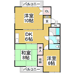共和レジデンス 3DKの間取図画像