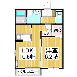 グランコート豊科 1LDKの間取図画像