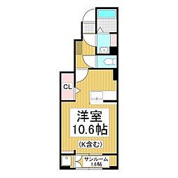 アルバカーサ ワンルームの間取図画像