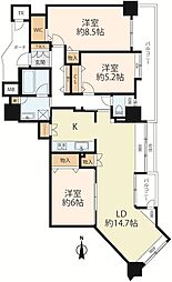 ティアラ・セントワンズリバービューウイング 3LDKの間取図画像