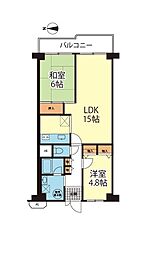 大津スカイハイツ 7階2LDKの間取り