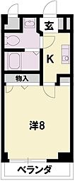 レイクパレスゼゼ 1Kの間取図画像