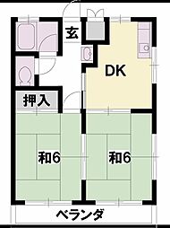 ハイツ千栄II 3階2DKの間取り